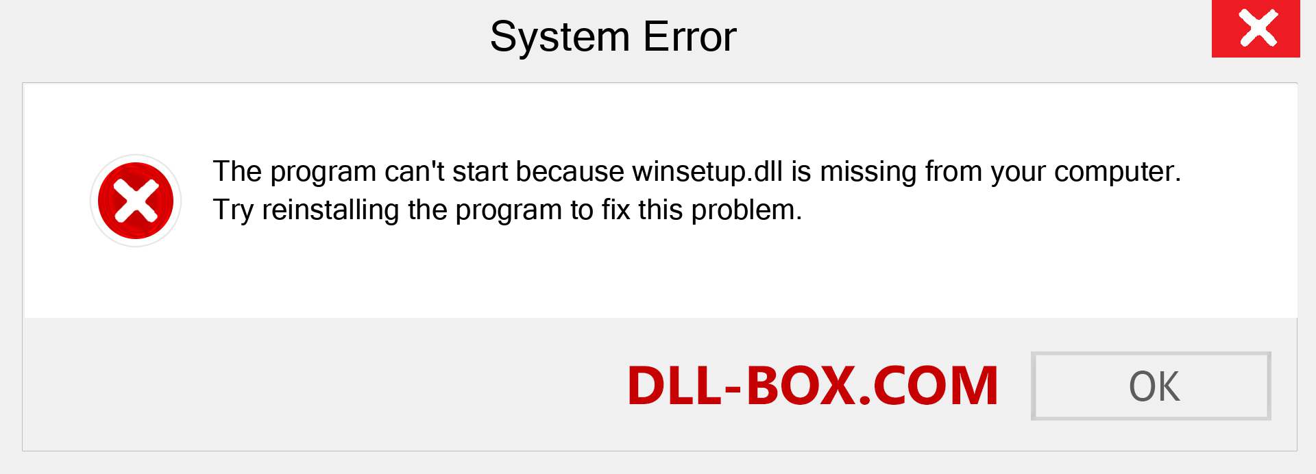  winsetup.dll file is missing?. Download for Windows 7, 8, 10 - Fix  winsetup dll Missing Error on Windows, photos, images