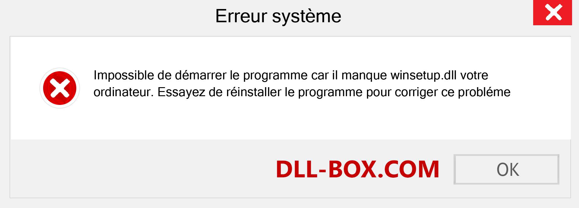 Le fichier winsetup.dll est manquant ?. Télécharger pour Windows 7, 8, 10 - Correction de l'erreur manquante winsetup dll sur Windows, photos, images